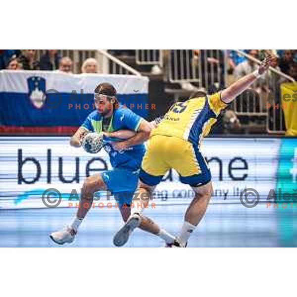 Dean Bombac in action during EHF Euro 2024 qualifications handball match between Slovenia and Bosnia and Herzegovina in Dvorana Tabor, Maribor, Slovenia on October 13, 2022. Photo: Jure Banfi