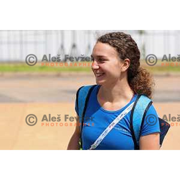 Klavdija Jerovsek competes in Shooting Air Rifle at Mediterranean Games in Oran, Algeria on June 30, 2022