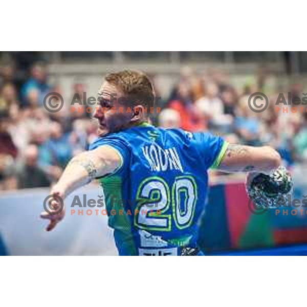 Tilen Kodrin in action during EHF Euro 2024 qualifications handball match between Slovenia and Bosnia and Herzegovina in Dvorana Tabor, Maribor, Slovenia on October 13, 2022. Photo: Jure Banfi