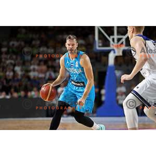 Goran Dragic in action during World Cup 2023 Qualifiers basketball match between Slovenia and Estonia in Arena Zlatorog, Celje, Slovenia on August 25, 2022