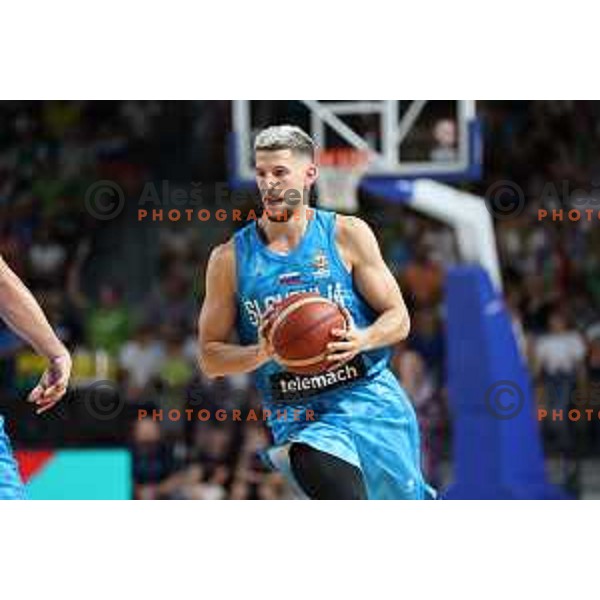 Aleksej Nikolic in action during World Cup 2023 Qualifiers basketball match between Slovenia and Estonia in Arena Zlatorog, Celje, Slovenia on August 25, 2022