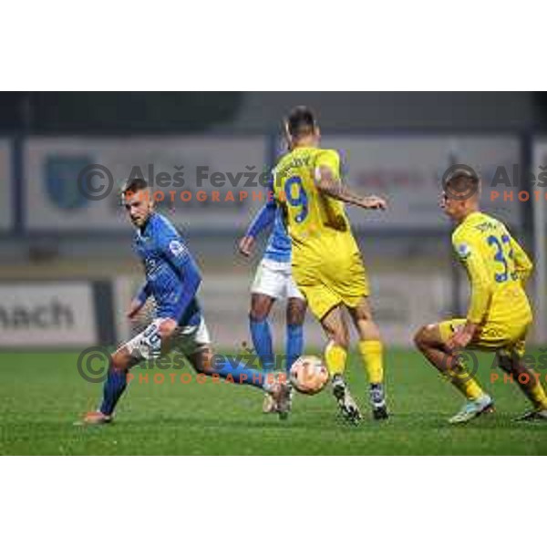 in action during Prva Liga Telemach 2022-2023 football match between Domzale and Bravo in Domzale, Slovenia on October 14, 2022