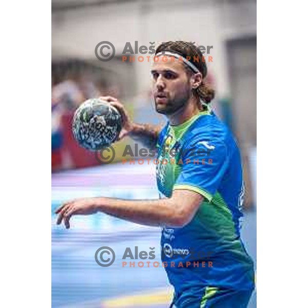 Dean Bombac in action during EHF Euro 2024 qualifications handball match between Slovenia and Bosnia and Herzegovina in Dvorana Tabor, Maribor, Slovenia on October 13, 2022. Photo: Jure Banfi