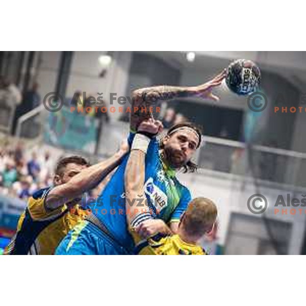 Dean Bombac in action during EHF Euro 2024 qualifications handball match between Slovenia and Bosnia and Herzegovina in Dvorana Tabor, Maribor, Slovenia on October 13, 2022. Photo: Jure Banfi