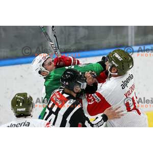 Carl Neill of SZ Olimpija during IceHL ice-hockey match between SZ Olimpija (SLO) and Bolzano Sudtirol Alperia (ITA) in Tivoli Hall, Ljubljana, Slovenia on October 16, 2022