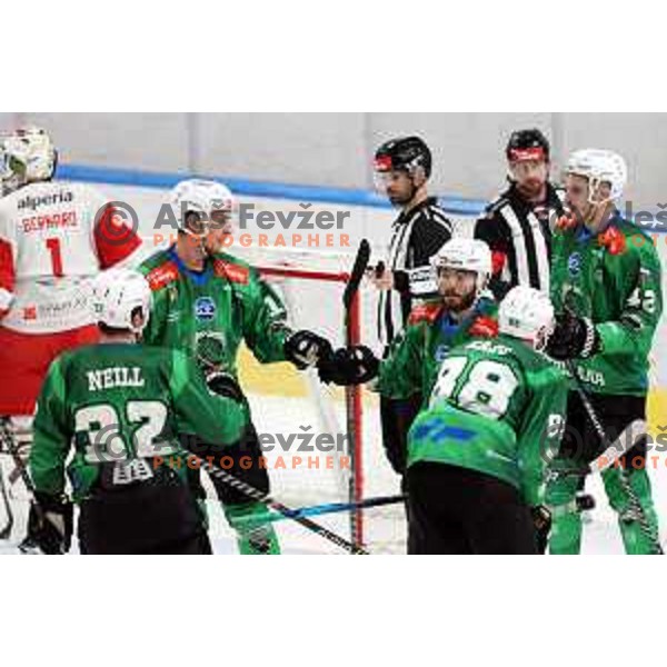 Joseph Garreffa of SZ Olimpija during IceHL ice-hockey match between SZ Olimpija (SLO) and Bolzano Sudtirol Alperia (ITA) in Tivoli Hall, Ljubljana, Slovenia on October 16, 2022