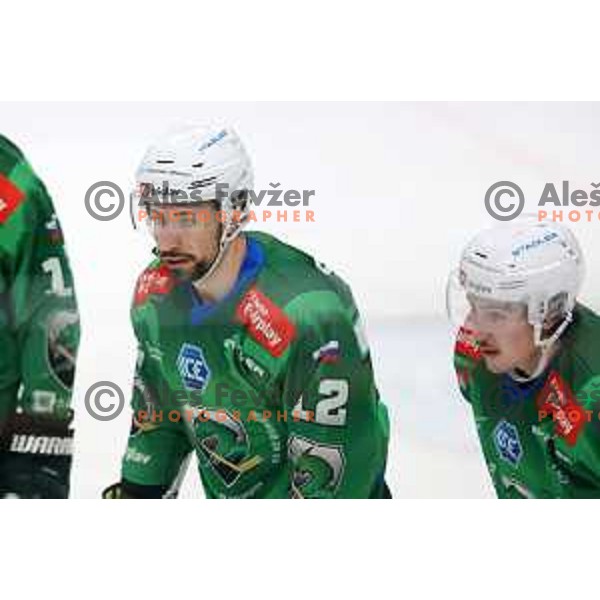 Nik Simsic of SZ Olimpija during IceHL ice-hockey match between SZ Olimpija (SLO) and Bolzano Sudtirol Alperia (ITA) in Tivoli Hall, Ljubljana, Slovenia on October 16, 2022