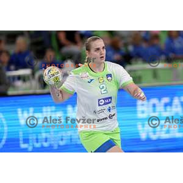 Valentina Klemencic of Slovenia in action during friendly handball match between Slovenia and Hungary in Ljubljana, Slovenia on October 1, 2022