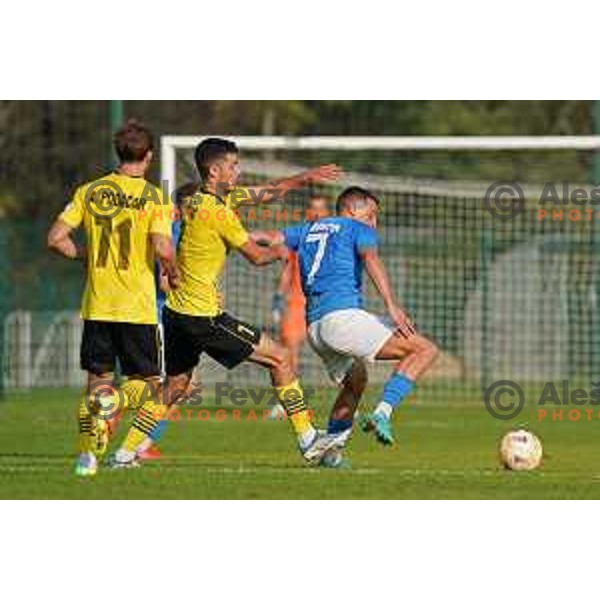 In action during Union Slovenian Cup football match between Radomlje and Bravo in Radomlje Sports Park, Slovenia on October 19, 2022