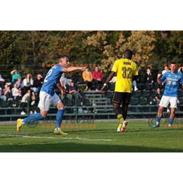 David Flakus Bosilj celebrates goal during Union Slovenian Cup football match between Radomlje and Bravo in Radomlje Sports Park, Slovenia on October 19, 2022 