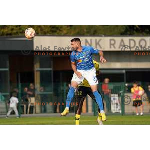 In action during Union Slovenian Cup football match between Radomlje and Bravo in Radomlje Sports Park, Slovenia on October 19, 2022