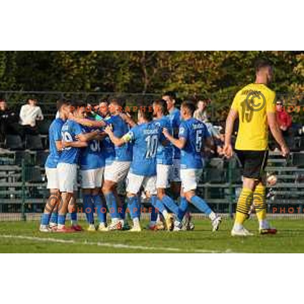 In action during Union Slovenian Cup football match between Radomlje and Bravo in Radomlje Sports Park, Slovenia on October 19, 2022