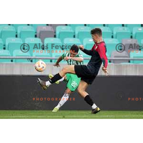 In action during Union Slovenian Cup football match between Olimpija and Ivancna Gorica in Ljubljana, Slovenia on October 19, 2022