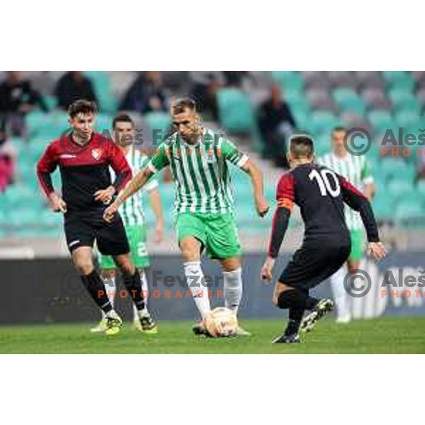 In action during Union Slovenian Cup football match between Olimpija and Ivancna Gorica in Ljubljana, Slovenia on October 19, 2022