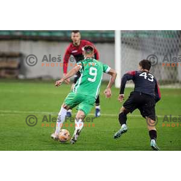 In action during Union Slovenian Cup football match between Olimpija and Ivancna Gorica in Ljubljana, Slovenia on October 19, 2022