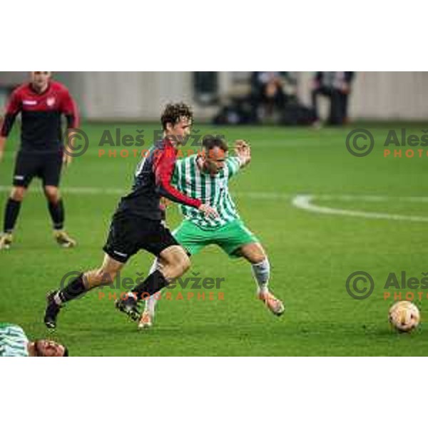 Mustafa Nukic in action during Union Slovenian Cup football match between Olimpija and Ivancna Gorica in Ljubljana, Slovenia on October 19, 2022