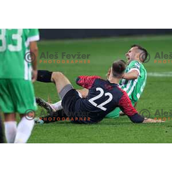 Mustafa Nukic in action during Union Slovenian Cup football match between Olimpija and Ivancna Gorica in Ljubljana, Slovenia on October 19, 2022