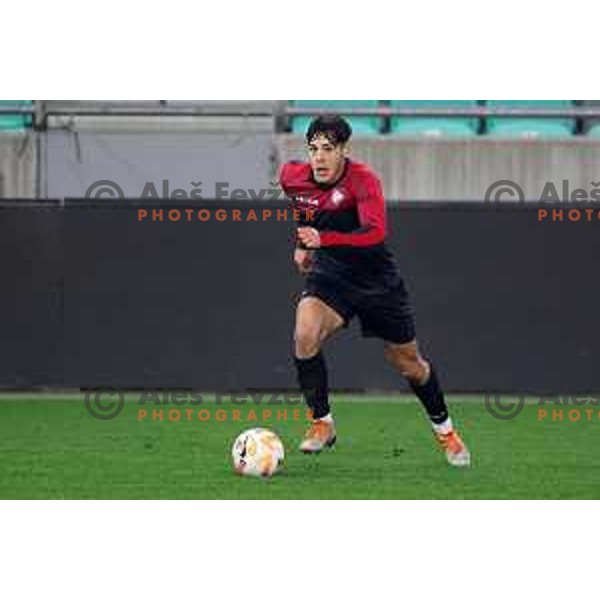 In action during Union Slovenian Cup football match between Olimpija and Ivancna Gorica in Ljubljana, Slovenia on October 19, 2022