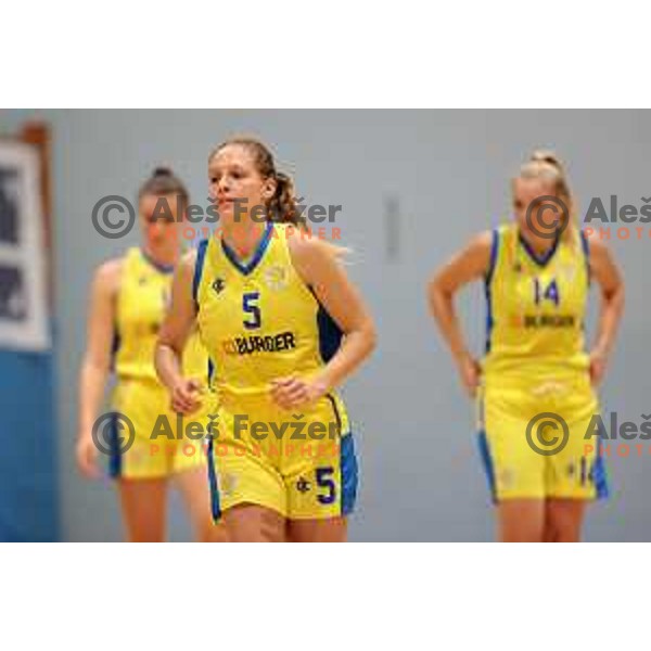 in action during 1.SKL women 2022-2023 regular season basketball match between Domzale and Cinkarna Celje in Domzale, Slovenia on October 21, 2022