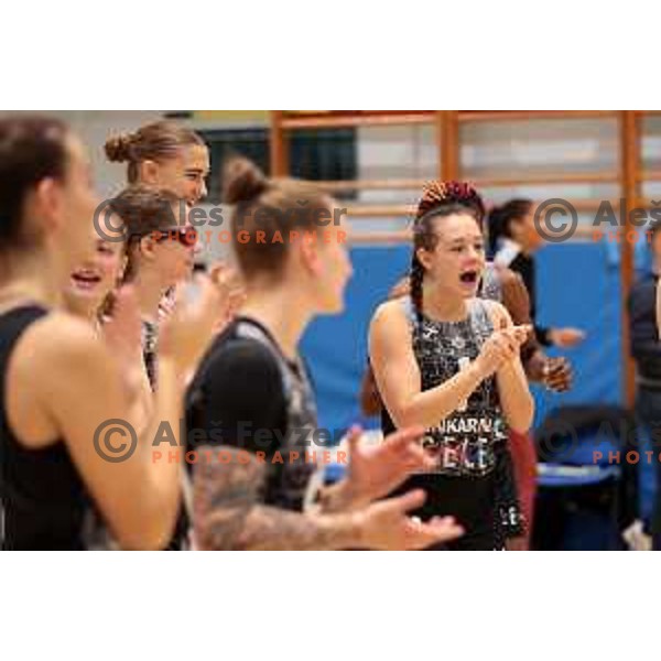 in action during 1.SKL women 2022-2023 regular season basketball match between Domzale and Cinkarna Celje in Domzale, Slovenia on October 21, 2022