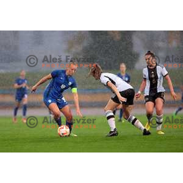 Zara Kramzar in action during European Women\'s Under 17 Championship 2023 round 1 match between Slovenia and Germany in Krsko, Slovenia on October 22, 2022