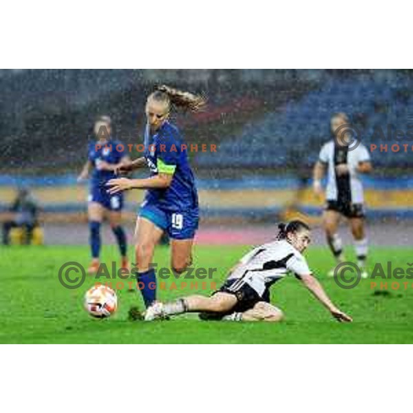 Zara Kramzar in action during European Women\'s Under 17 Championship 2023 round 1 match between Slovenia and Germany in Krsko, Slovenia on October 22, 2022