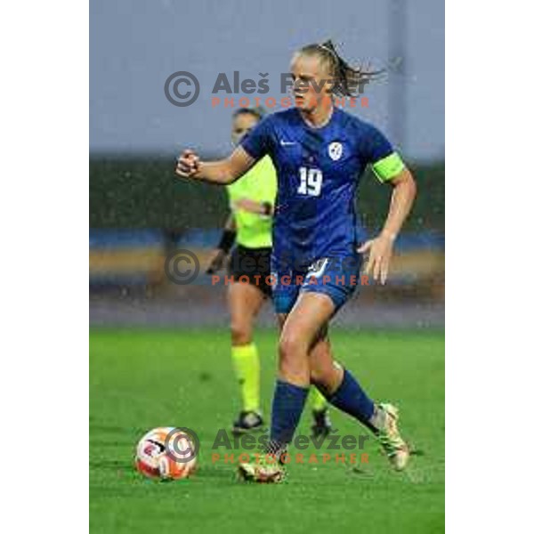 Zara Kramzar in action during European Women\'s Under 17 Championship 2023 round 1 match between Slovenia and Germany in Krsko, Slovenia on October 22, 2022