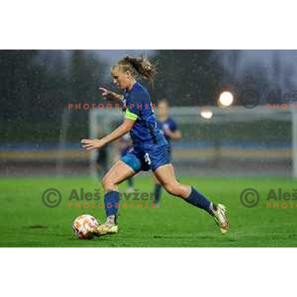 Zara Kramzar in action during European Women\'s Under 17 Championship 2023 round 1 match between Slovenia and Germany in Krsko, Slovenia on October 22, 2022