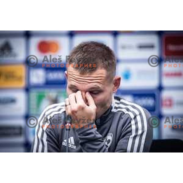 Martin Milec at the press conference during Prva liga Telemach football match between Maribor and Domzale in Ljudski vrt, Maribor, Slovenia on October 22, 2022. Photo: Jure Banfi