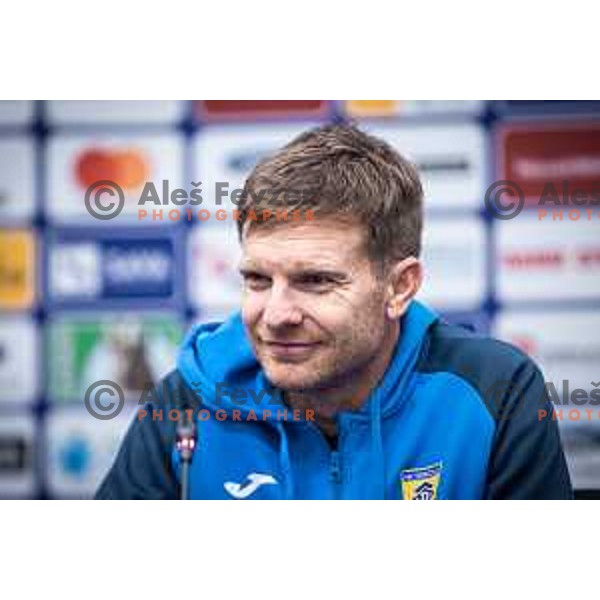 Simon Rozman, head coach of Domzale at the press conference during Prva liga Telemach football match between Maribor and Domzale in Ljudski vrt, Maribor, Slovenia on October 22, 2022. Photo: Jure Banfi