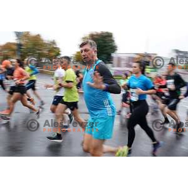 Borut Pahor runs at 27. Wolksvagen Ljubljana Marathon, Slovenia on October 23, 202