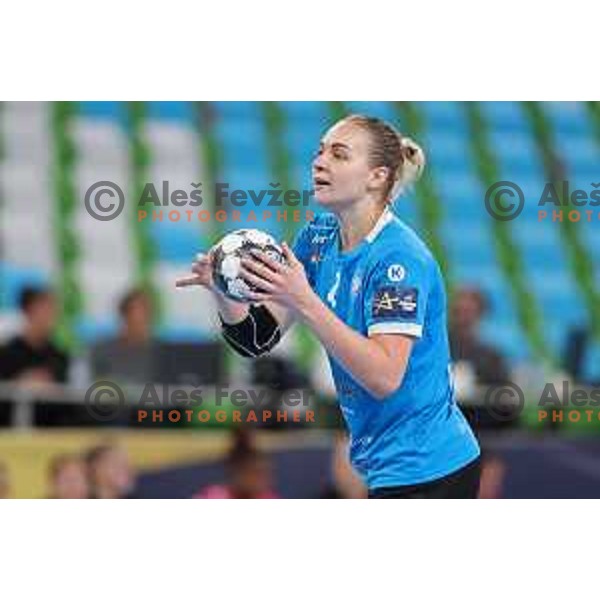 Daria Dmitrieva in action during EHF Champions league Women handball match between Krim Mercator (SLO) and Brest (FRA) in Ljubljana, Slovenia on October 23, 2022