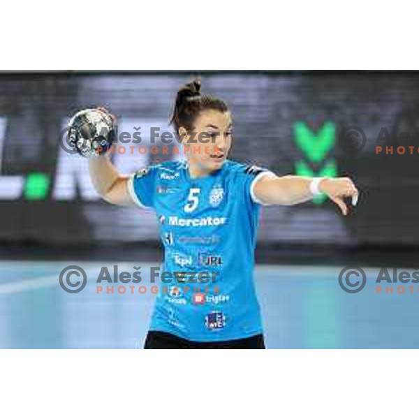 Tjasa Stanko in action during EHF Champions league Women handball match between Krim Mercator (SLO) and Brest (FRA) in Ljubljana, Slovenia on October 23, 2022