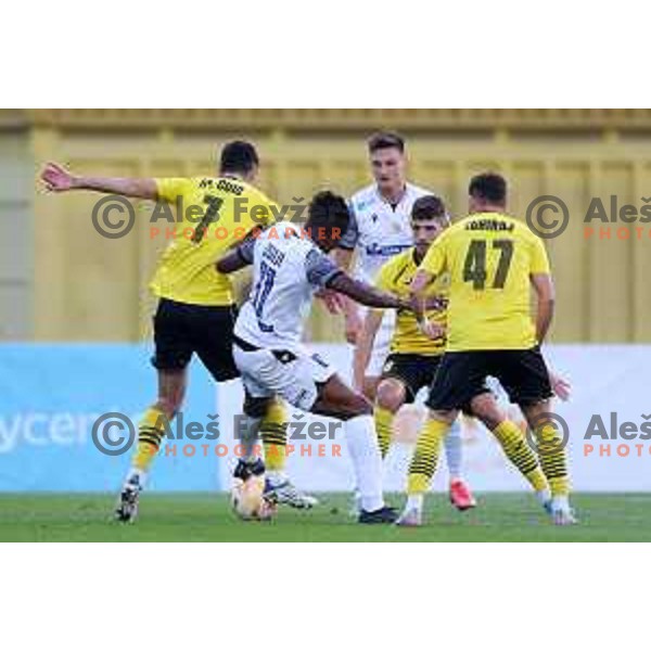 Bede Osuji in action during Prva Liga Telemach 2022-2023 football match between Kalcer Radomlje and Koper in Domzale, Slovenia on October 24, 2022