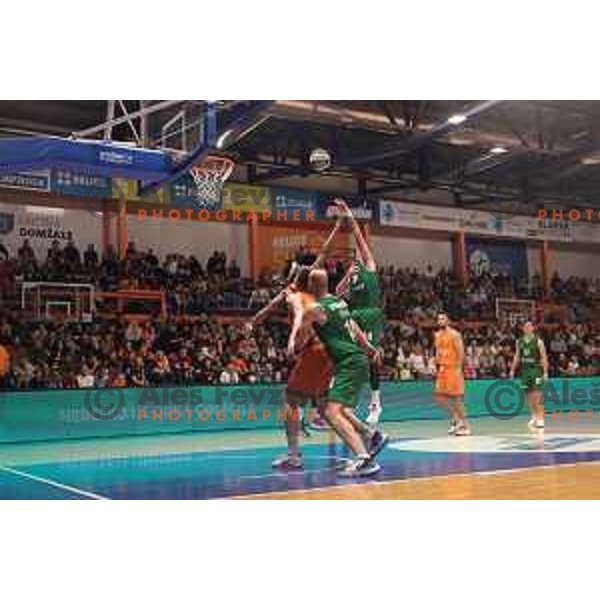 Jurij Macura in action during Nova KBM league 2022-2033 regular season match between Helios Suns and Krka in Domzale, Slovenia on October 24, 2022