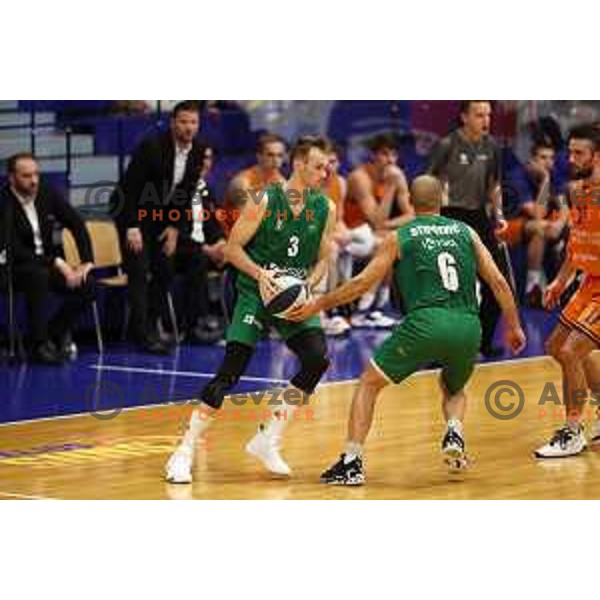 Leon Stergar in action during Nova KBM league 2022-2033 regular season match between Helios Suns and Krka in Domzale, Slovenia on October 24, 2022