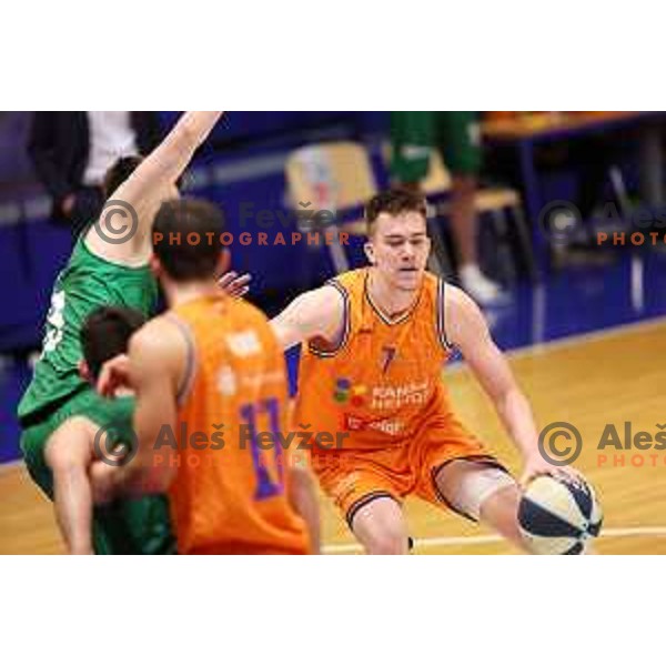 Tibor Mirtic in action during Nova KBM league 2022-2033 regular season match between Helios Suns and Krka in Domzale, Slovenia on October 24, 2022