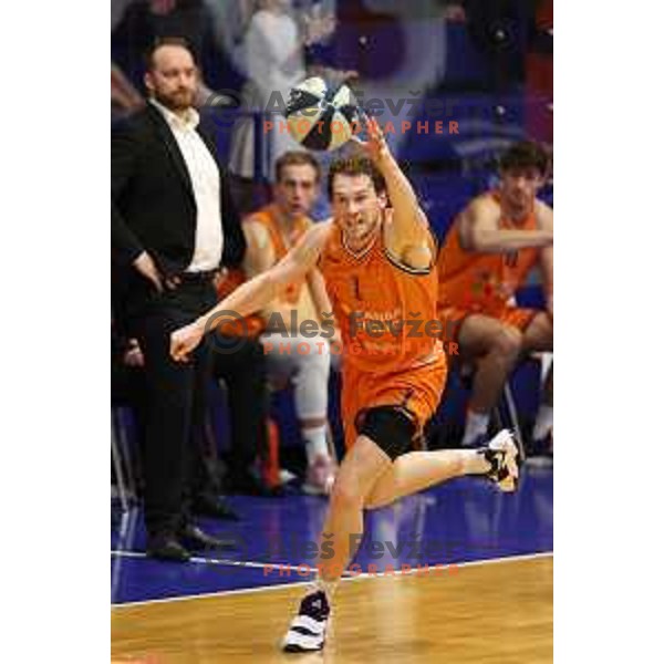 Austin Luke in action during Nova KBM league 2022-2033 regular season match between Helios Suns and Krka in Domzale, Slovenia on October 24, 2022