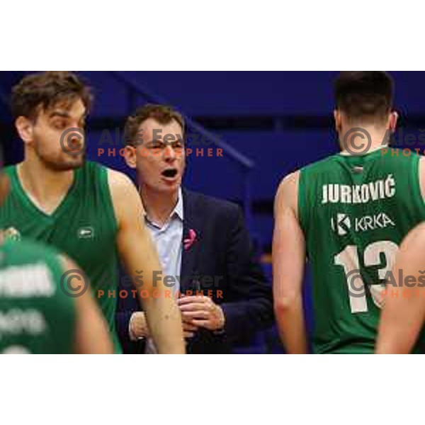 Gasper Okorn in action during Nova KBM league 2022-2033 regular season match between Helios Suns and Krka in Domzale, Slovenia on October 24, 2022