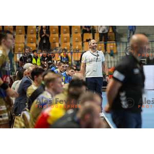 Alem Toskic in action during EHF Champions League handball match between Celje Pivovarna Lasko and Lomza Kielce in Zlatorog Arena, Celje, Slovenia on Oktober 27, 2022