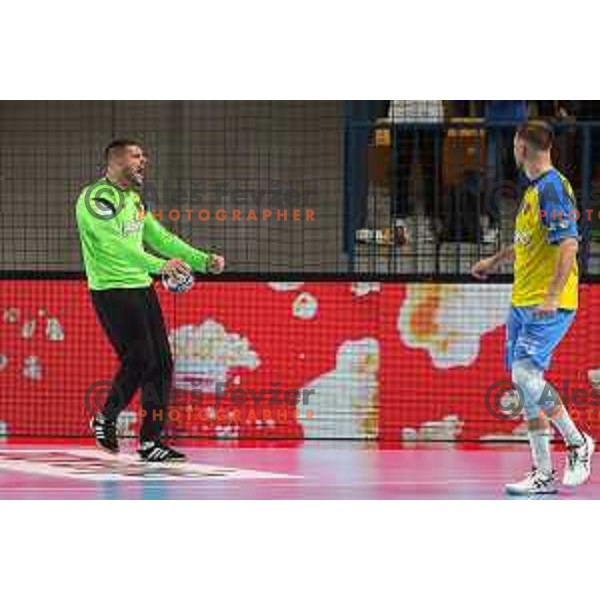 Nebojsa Bojic in action during EHF Champions League handball match between Celje Pivovarna Lasko and Lomza Kielce in Zlatorog Arena, Celje, Slovenia on Oktober 27, 2022