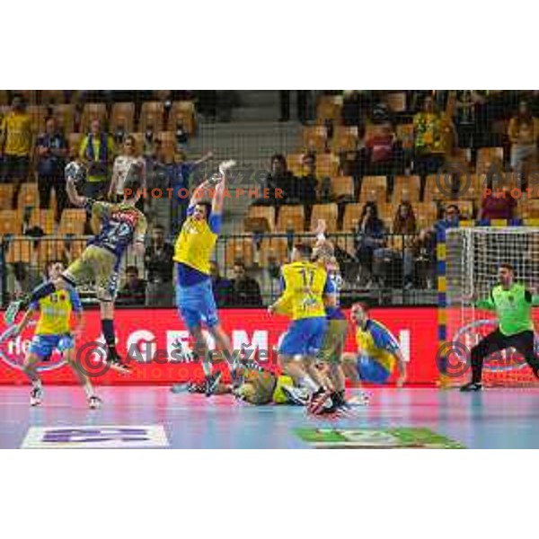 n action during EHF Champions League handball match between Celje Pivovarna Lasko and Lomza Kielce in Zlatorog Arena, Celje, Slovenia on Oktober 27, 2022