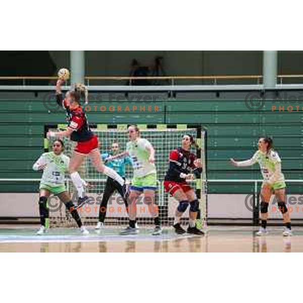 Valentina Klemencic in action during friendly handball match between Slovenia and Croatia in Lasko, Slovenia on October 27, 2022