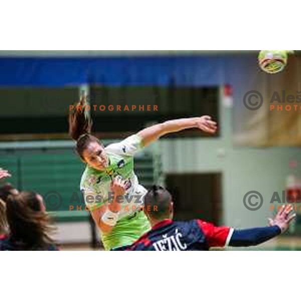 Ana Gros in action during friendly handball match between Slovenia and Croatia in Lasko, Slovenia on October 27, 2022