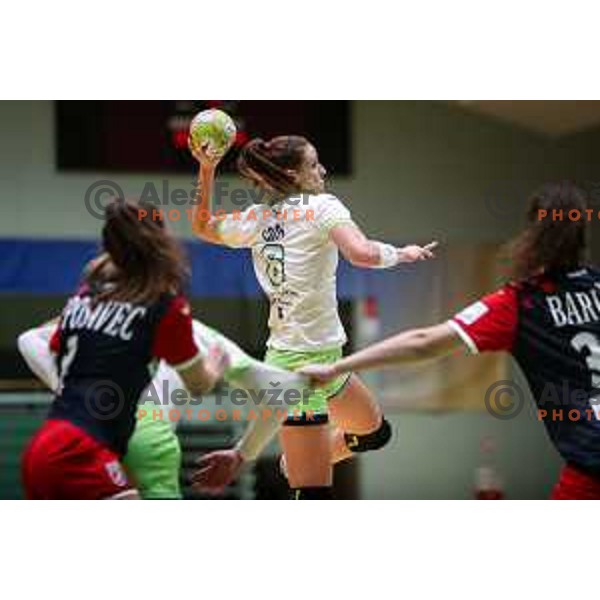 Ana Gros in action during friendly handball match between Slovenia and Croatia in Lasko, Slovenia on October 27, 2022