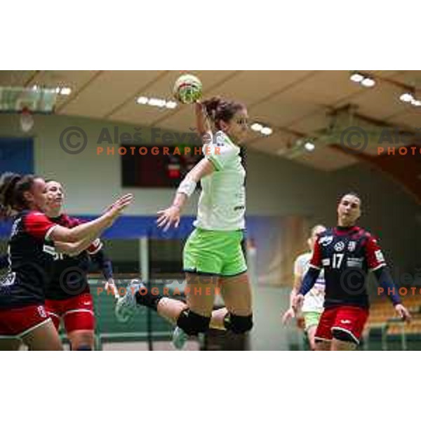 Ana Gros in action during friendly handball match between Slovenia and Croatia in Lasko, Slovenia on October 27, 2022