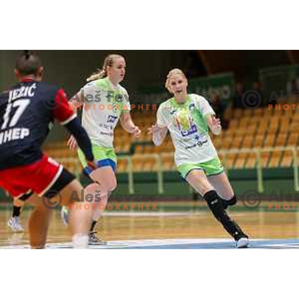 Tamara Mavsar in action during friendly handball match between Slovenia and Croatia in Lasko, Slovenia on October 27, 2022