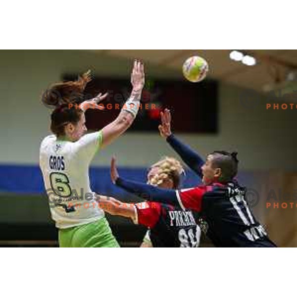 Ana Gros in action during friendly handball match between Slovenia and Croatia in Lasko, Slovenia on October 27, 2022