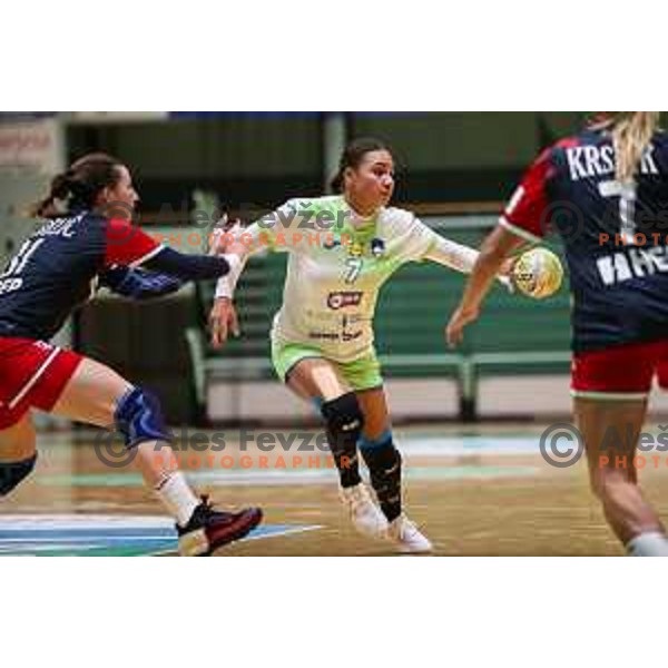 Elizabeth Omoregie in action during friendly handball match between Slovenia and Croatia in Lasko, Slovenia on October 27, 2022