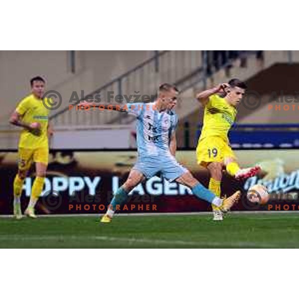 Jost Urbancic and Ziga Repas in action during Prva Liga Telemach 2022-2023 football match between Domzale and Gorica in Domzale, Slovenia on October 28,2022